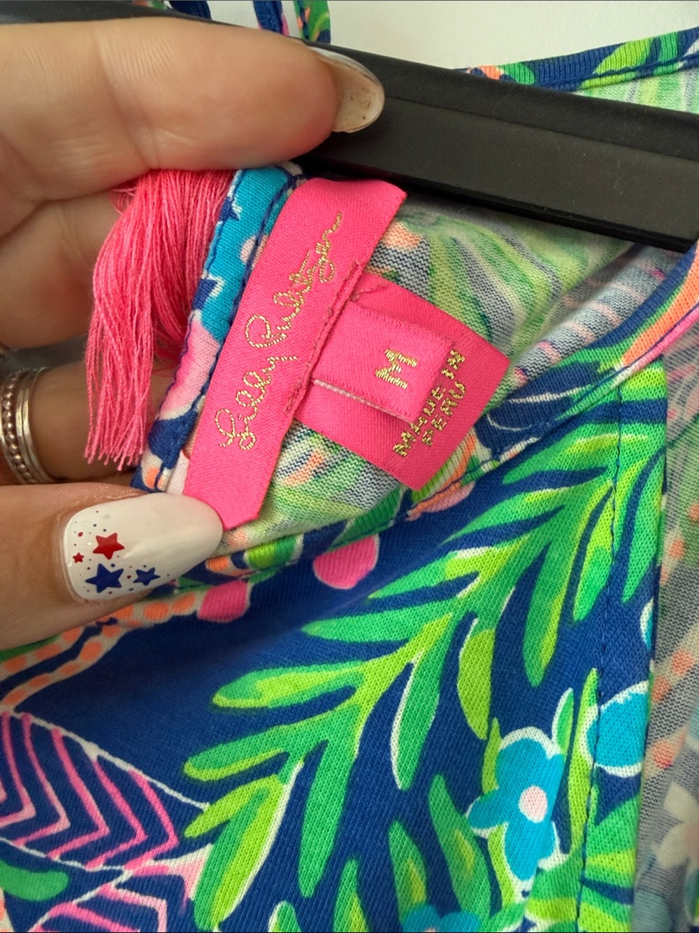 Lilly Pulitzer Tropical Print Shift Dress in Navy, Green & Pink - Picture 4 of 5